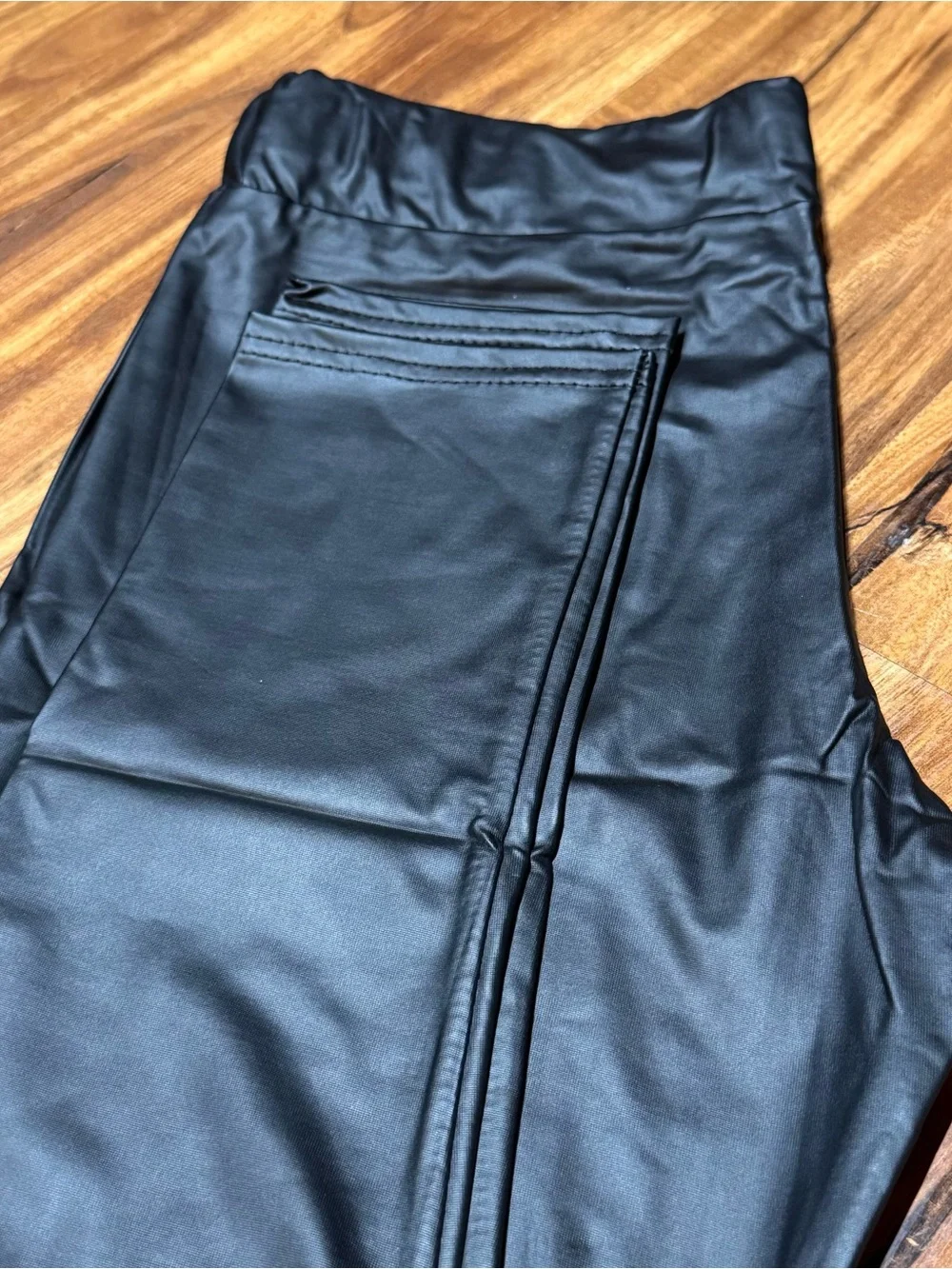 Parisian Black Faux Leather Leggings High Rise Wet Look Pants Size S / US 6